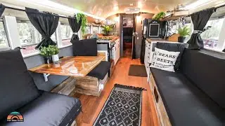 Gorgeous DIY Skoolie W/ Chef Designed Kitchen, Full Bathroom & Office