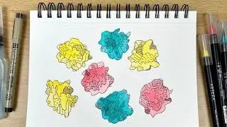 Simple Art Meditation | Mini Watercolor Bloom Bursts & Ink Outline | Watch & Relax