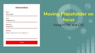 Moving placeholder on focus using HTML and CSS