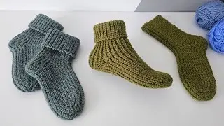 Easy Crochet Socks. Knitting for Beginners