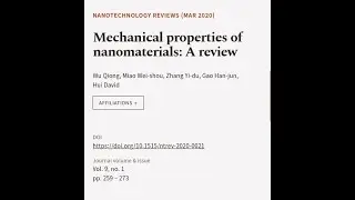 Mechanical properties of nanomaterials: A review | RTCL.TV