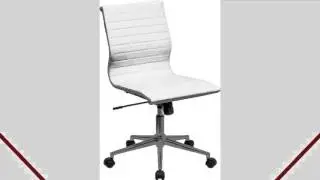 Flash Furniture Mid Back Armless Ribbed Upholstered Leather Conference Chair White