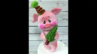 Поросенок из мастики .Новогодняя свинка, хрюшка , свинюшка .how to make a pig cake topper Танинторт