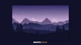 Landscape at Sunrise | Landscape Vector Illustration | Adobe illustrator 2021 Tutorials