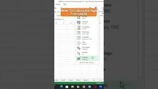 Calculate Age From Date Of Birth #shorts #msexcel #excel #exceltips #exceltutorial #viral