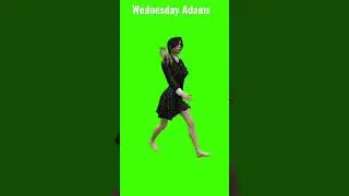 Футаж Wednesday Adams на зеленом фоне