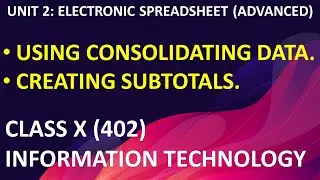 UNIT-2 | ELECTRONIC SPREADSHEET (ADVANCED) | CONSOLIDATING DATA | CREATING SUBTOTALS | X - 402