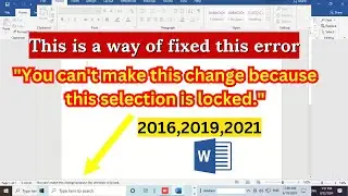 How to fix  you can't make this change because the selection is locked - Ms  Office [error solved]