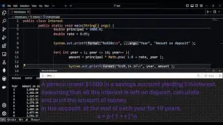 Compound-Interest Calculations with for Statement - Java