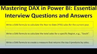 Mastering DAX in Power BI: Essential Interview Questions and Answers | DAX Interview Question