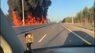 Strong blast, fire occur in Russia following a road crash caused by fuel truck