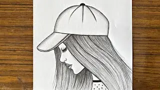 How to draw a girl wearing a hat step by step || Easy drawing ideas for beginners || Girl drawing