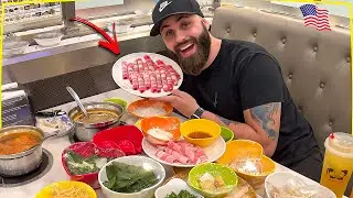 PROVANDO RESTAURANTE BUFFET COM MUITA COMIDA | COMIDA LOCAL DOS ESTADOS UNIDOS