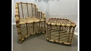 МК плетеный пуфик из ротанга. часть 2/ rattan furniture