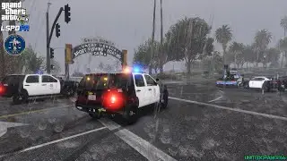 GTA V - LSPDFR 0.4.9🚔 - LSPD/LAPD - Thunderstorm City Patrol - Pursuit of Stolen Tow Truck - 4K