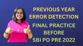 Previous Year Error Detection for SBI PO Prelims 2022| Aspiring Banker Anwesha