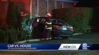 Milwaukee house hit by stolen car, driver hospitalized and arrested