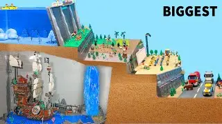 LEGO DAM FLOOD Pirate Ship Cave and open air CINEMA - DISASTER Action MOVIE -  ep 71