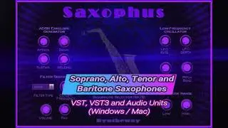 Virtual Soprano Alto Tenor Baritone Saxophones VST VST3 Audio Unit Plugins EXS24 KONTAKT Windows Mac