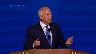 Minnesota governor Tim Walz give the DNC a pep talk