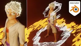 Blender 3D character creation (Timelapse) - Sculpting Luffy Gear 5 (One Piece)