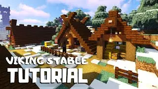 Minecraft: How to Build a Viking Stable (Snowy Viking Village Tutorial)