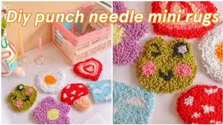 Diy punch needle coasters/ mini rugs + punch needling tips and tricks | Diy Twins