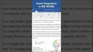 How to Insert Signature in MS Word and insert data in Table