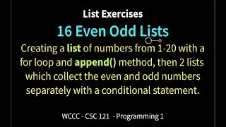 16 Even Odd Lists (Python)