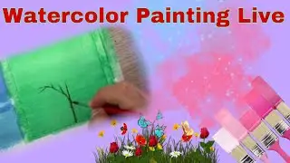 Live Water Color Painting Ideas for Beginner, Seasonal Painting in 4 sections Watercolour