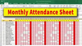 Attendance sheet in excel | how to create attendance sheet in excel |