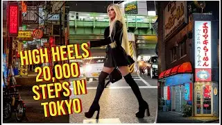 4K TOKYO! Follow me Harajuku, Shinjuku, Shibuya Thigh High high heeled Boots and Skirt in Japan