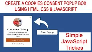 HTML CSS and JavaScript tutorial| Create a cookies consent popup box HTML JavaScript