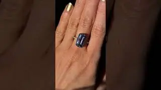 5.79ct elongated purple sapphire hidden halo bezel ring