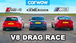 BMW M3 v AMG C63 v Audi RS4: V8 DRAG RACE