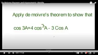 De Moivres theorem  and  trigonometric  identity