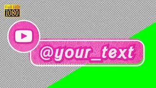 Pink YouTube button with your text | green screen, transparent background