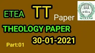 ETEA TT Paper 30-01-2021 : Complete Solved Paper : Theology Teacher Solved Paper : Part-01