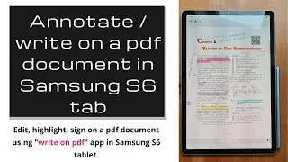 Write on a pdf document in Samsung S6 tablet| Annotate on a pdf document using 