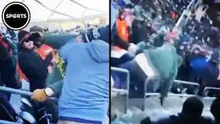 Packers Fan Gets Tossed Down Stairs By Bears Fan