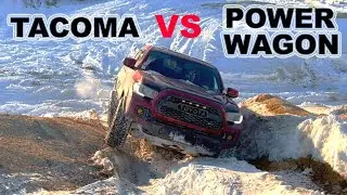 Tacoma vs 2500 Power Wagon Snow OffRoad Mid Size vs Fullsize Trucks Hill Climbing Test