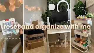 RESET and ORGANIZE with me | cable management | aesthetic desk organization + decluttering