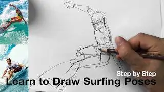 How to draw bodies (Surfing Poses)