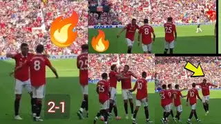 C'mon 🔥,Amazing Man United scenes at Old Trafford after beating Fulham, see Bruno Fernandes,Casemiro