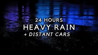 24 Hours Heavy Rain to Sleep Fast with Soft Car Sounds