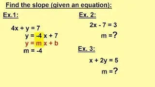 Algebra - Word Problems - Finding the slope (when given an equation).