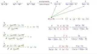 Frazioni algebriche: riduzione ad uno stesso denominatore, esercizio 1