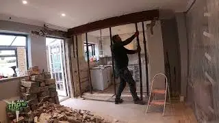 How to install a steel beam on your own, knock down a wall, using acrows to support the wall.