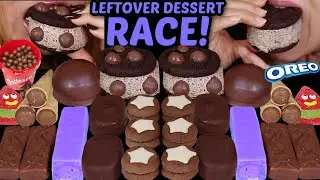 ASMR LEFTOVER DESSERT RACE! MALTESERS ICE CREAM, TICO ICE CREAM, OREO, MARSHMALLOW, WATERMELON JELLY