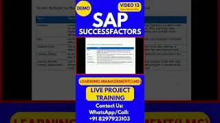 SAP SuccessFactors LMS Training Step by Step Online Tutorial Class 13 2025#sapsuccessfactorstraining